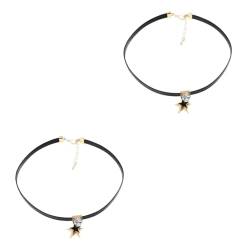 SAFIGLE 2St fünfzackiges Sternhalsband Halskette personalisierte schwarze für Frauen Kette Choker Halsband für Damen Halsschmuck Strasssteine Tragegurt Schlüsselbeinkette Leder von SAFIGLE