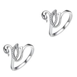 SAFIGLE 2st Mädchen Klingeln Ringe Aus 925er Sterlingsilber Schwanenringe Mädchen Geschenk Erinnerungsgeschenke Modische Ringe Jubiläumsringe Moderinge Sterling Silber Silberring von SAFIGLE