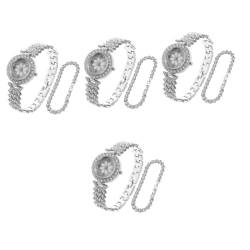 SAFIGLE 4 Stück Damenuhr voller Diamanten damenarmbanduhren Rhinestone Armbanduhr Uhren für Damen Armbanduhr für Damen Damenuhren Frauen quarzuhr Damenuhr und Armband Anschauen einstellen von SAFIGLE