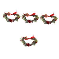 SAFIGLE 4 Stück Kranz Stirnband Hochzeitsblumenkrone Stirnband mit roten Beeren Haarbänder Girlande Blumenkopfschmuck Hochzeitskopfschmuck für die Braut Jahrgang Zubehör Weihnachtsblume von SAFIGLE