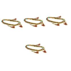 SAFIGLE 4 Stück Mehrschichtiges Perlenarmband Gebetsperlenarmband Armreifen Für Damen Armband Aus Buddhistischen Perlen Herrenhalsketten Perlen Armband Elastisch Yak-knochen Mann von SAFIGLE