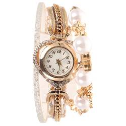 SAFIGLE Damenuhr elegant Light Strassdekor Uhren für Damen Digitaluhr Armbänder Armbanduhr mit herzförmigem zifferblatt Uhr aus für Mädchen Anzahl schmücken Perlen Anschauen Weiß von SAFIGLE
