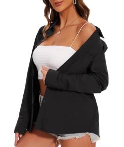 SAFORT Bluse Damen Langarmshirt Lässig Elegant Oberteile Hemd Langarm Einfarbig Arbeit Oberteile Shirts mit Tasche,Schwarz,M von SAFORT