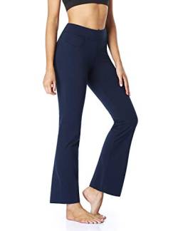 SAFORT Bootcut Yogahose für Damen, 71,1 cm, 76,2 cm, 81,3 cm, 86,4 cm, Schrittlänge mit Taschen, hohe Taille, Caprihose, Stretchhose für die Arbeit, blau, M von SAFORT