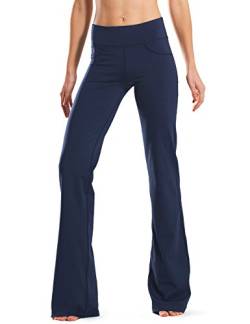 SAFORT Bootcut Yogahose für Damen, Hose mit 4 Taschen, hohe Taille, Workout, Bootleg, Bauchkontrolle, Arbeitshose für große reguläre Damen, blau, XXX-Large von SAFORT