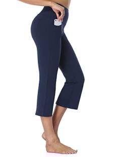 SAFORT Caprihose Bootcut Yoga Hose mit 48cm/53cm/58cm Schrittlänge, 4 Hosentaschen, Bootleg-Hose - Blau - L von SAFORT