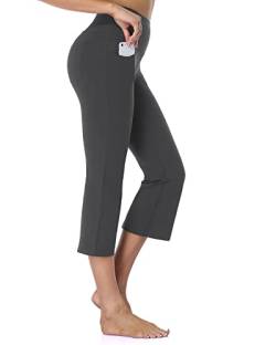 SAFORT Caprihose Bootcut Yoga Hose mit 48cm/53cm/58cm Schrittlänge, 4 Hosentaschen, Bootleg-Hose -Grau - L von SAFORT