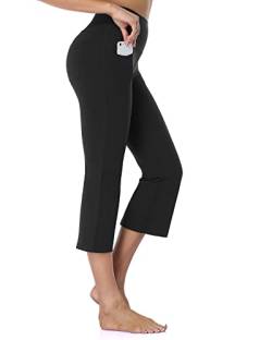 SAFORT Caprihose Bootcut Yoga Hose mit 48cm/53cm/58cm Schrittlänge, 4 Hosentaschen, Bootleg-Hose - Schwarz - S von SAFORT