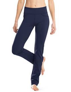 SAFORT Damen-Yoga-Hose mit geradem Bein, Stretch, mit Taschen, für Arbeit, regulär, hoch, 71,1 cm/76,2 cm/81,3 cm/81,3 cm/8, blau, XL von SAFORT