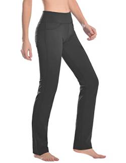 SAFORT Damen Yogahosen Gerade Geschnittene Für Yoga Jogginghose, 4 Hosentaschen Freizeithose, 160cm -182 cm, Grau, S von SAFORT