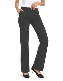 SAFORT Regular/Tall Bootcut Yoga Hose mit 71cm/76cm/81cm/86cm Schrittlänge, Dressy, Zwei Taschen, Grau, L von SAFORT