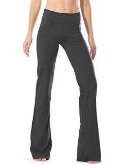 Safort Regular/Tall Bootcut Yoga Hose mit 71cm/76cm/81cm/86cm Schrittlänge, 4 Hosentaschen, Grau, S von SAFORT