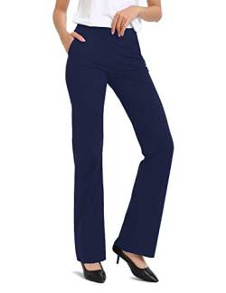 Safort Regular/Tall Bootcut Yoga Hose mit 71cm/76cm/81cm/86cm Schrittlänge, Dressy, Zwei Taschen, Blau, S von SAFORT