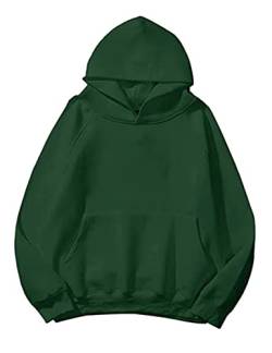 SAFRISIOR Oversized Hoodies für Damen und Herren Paare Fleece Basic Solid Kapuzenpullover Jacken, Grün , M von SAFRISIOR