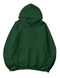 SAFRISIOR Oversized Hoodies für Damen und Herren Paare Fleece Basic Solid Kapuzenpullover Jacken, Grün , S von SAFRISIOR