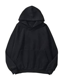 SAFRISIOR Übergroße Hoodies für Frauen und Männer Paare Fleece Basic Solid Hooded Sweatshirt Pullover Jacken, Schwarz, M von SAFRISIOR