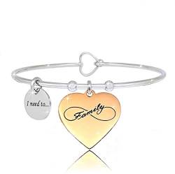 SAGA GIOIELLI® Armband Damen Sprüche Gedanken Emotionale Wörter mit Gravur aus Stahl Herz Rosé Legierter Stahl, Legierter Stahl von SAGA GIOIELLI