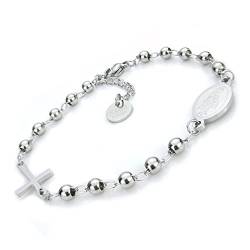 SAGA GIOIELLI® Armband Herren Damen Rosenkranz Silber Stahl, Legierter Stahl von SAGA GIOIELLI