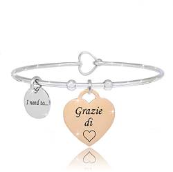 SAGA GIOIELLI® Armreif Damen Sätze Gedanken Worte Emotionale Gravur Stahl Herz Rose ' (Danke von Herz) von SAGA GIOIELLI