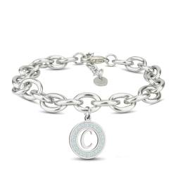 SAGA GIOIELLI® Damen-Armband mit Initialen und Kristallen aus Stahl, Kristall Edelstahl von SAGA GIOIELLI
