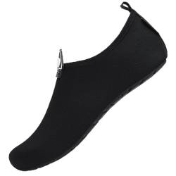 Atmungsaktiv Surfschuhe Unisex Schnell Trocknend Strandschuhe für Mann Frau Leichte Schuhe Bade Schwim Barfuß Yoga Wassersport, Schwimmen Schwarz 46/47 von SAGUARO