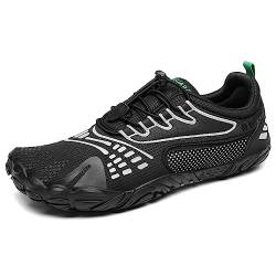 Barfußschuhe Herren Trail Laufschuhe Damen Outdoor Fitnessschuhe Frauen Wander Trekkingschuhe Männer Schwarz Gr.46 von SAGUARO