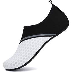 Herren Strandschuhe Weiche Bequeme Schwimmschuhe für Frauen Schnell Trocknend Surfschuhe Anti-Rutsch Sommer Erwachsene Water Shoes Badeschuhe, Weiß 36/37 von SAGUARO