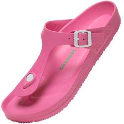 Herren Zehentrenner Rutschsicher Hausschuhe Frau Leichte Badelatschen Classic Bequeme Garten Pantoffeln Pool Strand Bade Beach, Slipper Pink 37 EU von SAGUARO