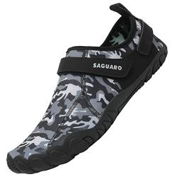 SAGUARO Badeschuhe Herren Damen Wasserschuhe Unisex Schwimmschuhe Atmungsaktiv rutschfest Schnell Trocknend Surfschuhe Outdoor Sport Camouflage 42 EU von SAGUARO