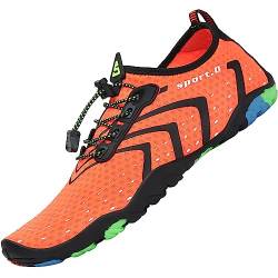 SAGUARO Badeschuhe Herren Schwimmschuhe Wasserschuhe Aqua Schuhe Barefoot Schuhe Strandschuhe Tauchschuhe Stil 3:Orange Gr.45 EU von SAGUARO