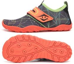 SAGUARO Badeschuhe Kinder Aquaschuhe Schnell Trocknend Schwimmschuhe Wasserschuhe rutschfest Strandschuhe Surf Tauchschuhe für Jungen Mädchen St.2 Orange 30 von SAGUARO