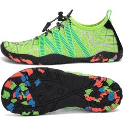 SAGUARO Badeschuhe Kinder Aquaschuhe Schnell Trocknend Schwimmschuhe Wasserschuhe rutschfest Strandschuhe Surf Tauchschuhe für Jungen Mädchen Stil:3 Grün, Gr.25 EU von SAGUARO