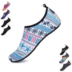 SAGUARO Badeschuhe Wasserschuhe Neoprenschuhe Frauen Barfuß Schwimmschuhe Strandschuhe Tauchschuhe Wassersport Surf Aqua Schuhe für Damen Herren(Böhmische Weiß, 38/39 EU) von SAGUARO