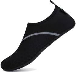 SAGUARO Badeschuhe Wasserschuhe Schwimmschuhe Strandschuhe Aquaschuhe Hausschuhe Pantoffeln Surfschuhe Neoprenschuhe für Damen Herren 030 Schwarz Gr.36/37 von SAGUARO