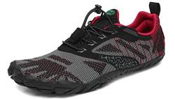 SAGUARO Barfussschuhe Barfußschuhe Herren Damen Traillaufschuhe Straßenlaufschuhe Sommer Barefoot Wander Trekking Training Fitness Sneaker Breiter Zehenbox Minimalistische Schuhe, Rot schwarz, 41 EU von SAGUARO