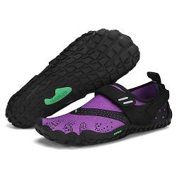 SAGUARO Barfussschuhe Damen Barfußschuhe Frauen Barfuß Schuhe Outdoor & Indoor Fitnessschuhe Leicht Zehenschuhe Traillaufschuhe Violett A, Gr.40 EU von SAGUARO