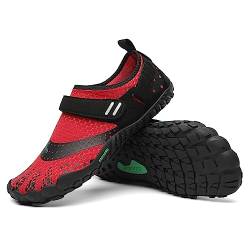 SAGUARO Barfußschuhe Damen Barfussschuhe Herren Outdoor Barfuß Traillaufschuhe Training Zehenschuhe Atmungsaktiv rutschfest Fitnessschuhe Straßenlaufschuhe Rot A, Gr.39 EU von SAGUARO