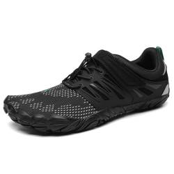 SAGUARO Barfußschuhe Damen Barfussschuhe Herren Outdoor Barfuß Traillaufschuhe Training Zehenschuhe Atmungsaktiv rutschfest Fitnessschuhe Straßenlaufschuhe St.2 Reiches Schwarz, Gr.40 EU von SAGUARO