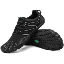 SAGUARO Barfussschuhe Damen Outdoor Fitnessschuhe Frauen Barfuß Laufschuhe Walkingschuhe Minimalistische Zehenschuhe Traillaufschuhe Super Schwarz,Gr.37 von SAGUARO