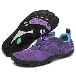 SAGUARO Barfußschuhe Damen Wassersportschuhe Herren Traillaufschuhe Laufschuhe Atmungsaktiv Straßenlaufschue Wasserschuhe Strandschuhe Frauen Schnell Trocknend Zehenschuhe rutschfest Violett 40 EU von SAGUARO