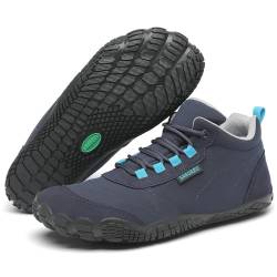 SAGUARO Barfußschuhe Herren Barfuss Schuhe Damen Barfusschuhe Zehenschuhe Outdoor Minimalschuhe rutschfest Wanderschuhe mit Zero-Drop Sohle Dunkel Blau,Gr.42 von SAGUARO