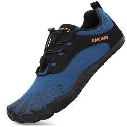 SAGUARO Barfußschuhe Herren Barfussschuhe Damen Barfuss Sommer Zehenschuhe Outdoor Traillaufschuhe Männer Blau 40 von SAGUARO