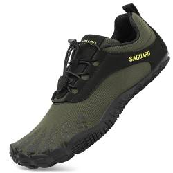 SAGUARO Barfußschuhe Herren Barfussschuhe Damen Barfuss Sommer Zehenschuhe Outdoor Traillaufschuhe Männer Grün 42 von SAGUARO