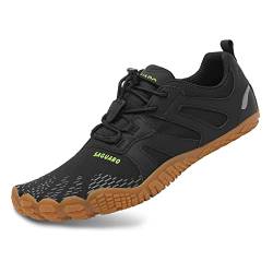 SAGUARO Barfussschuhe Herren Barfußschuhe Damen Barfuss Sommer Zehenschuhe Outdoor Traillaufschuhe Schwarz 46 EU von SAGUARO