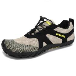 SAGUARO Barfußschuhe Herren Barfussschuhe Damen Sommer Barfuß Schuhe Outdoor Zehenschuhe Leicht Training Fitnessschuhe Minimalistische Traillaufschuhe Khaki, Gr.42 EU von SAGUARO