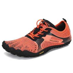 SAGUARO Barfußschuhe Herren Barfussschuhe Damen Sommer Barfuß Schuhe Outdoor Zehenschuhe Leicht Training Fitnessschuhe Minimalistische Traillaufschuhe Orange, Gr.43 EU von SAGUARO