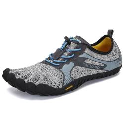 SAGUARO Barfußschuhe Herren Barfussschuhe Männer Barfuss Schuhe Outdoor Fitness Zehenschuhe Traillaufschuhe Minimalistische Fitnessschuhe Grau, Gr.42 EU von SAGUARO