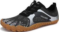 SAGUARO Barfußschuhe Herren Damen Barfussschuhe Traillaufschuhe Zehen Training Joggen Fitnessschuhe Outdoor Sport Barfuss Wanderschuhe Atmungsaktiv Schnell Trocknend Badeschuhe, Kohleschwarz, 41 EU von SAGUARO