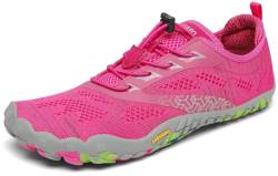 SAGUARO Barfußschuhe Herren Damen Zehenschuhe Traillaufschuhe Leicht Weich rutschfest Badeschuhe Fitnessschuhe Frauen Männer Straßenlaufschuhe für Training Wandern, Fuscia Rot, 41 EU von SAGUARO