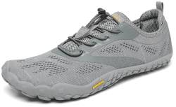 SAGUARO Barfußschuhe Herren Damen Zehenschuhe Traillaufschuhe Leicht Weich rutschfest Badeschuhe Fitnessschuhe Frauen Männer Straßenlaufschuhe für Training Wandern, Grau, 39 EU von SAGUARO